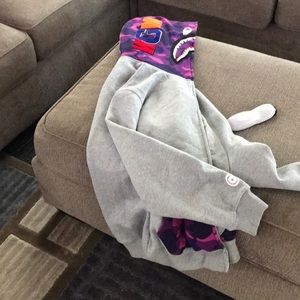 Bape grey zip up hoodie
